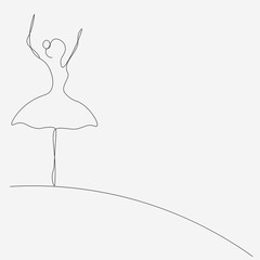 Ballet dancer one line drawing vector illustration
