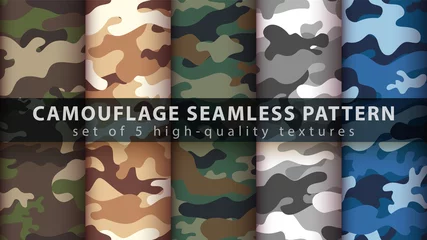 Schilderijen op glas Set camouflage military seamless pattern © HandDraw