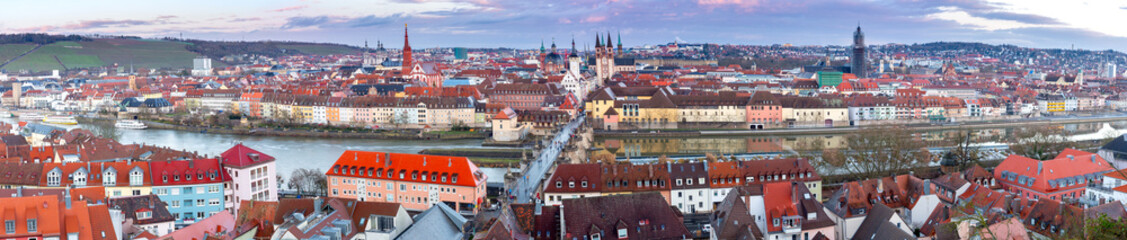 Fototapeta na wymiar Wurzburg. Panoramic aerial city view.