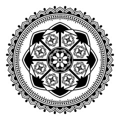 Ethnic Mandala Ornament. Arabic, Pakistan, Moroccan, Turkish, Indian, Spain motifs