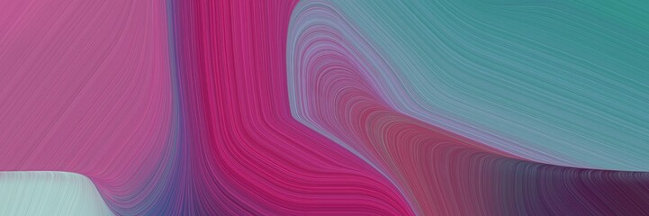 Fototapeta premium header background graphic with smooth swirl waves background illustration with antique fuchsia, teal blue and ash gray color