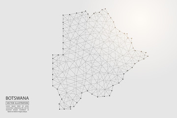 Fototapeta premium A map of Botswana consisting of 3D triangles, lines, points, and connections. Vector illustration of the EPS 10.