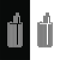 Vape mods symbol with straight line art icon in flat design monogram illustration