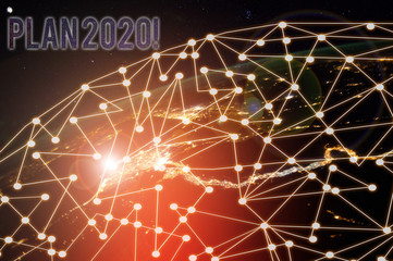 Conceptual hand writing showing Plan 2020. Concept meaning detailed proposal doing achieving...