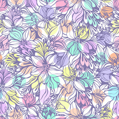 Abstract seamless pattern with hand drawn textures. Vector background.