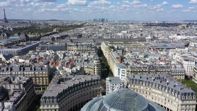  Paris skyline with Eiffel tower Aerial view
