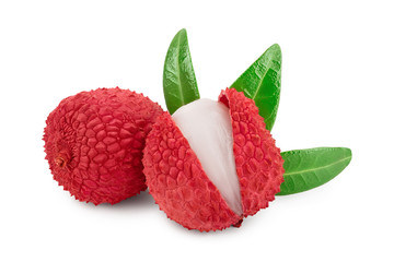 lychee fruit isolated on white background with clipping path and full depth of field