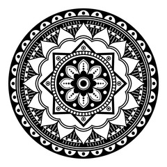Mandala decorative round ornament. Can be used for greeting card, phone case print, etc. Hand drawn background, vector isolated on white
