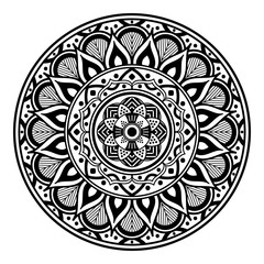 Mandala decorative round ornament. Can be used for greeting card, phone case print, etc. Hand drawn background, vector isolated on white