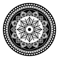 Mandala decorative round ornament. Can be used for greeting card, phone case print, etc. Hand drawn background, vector isolated on white