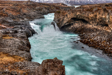 Geitafoss,The little waterfall just downstream from Godafoss, northern Iceland.