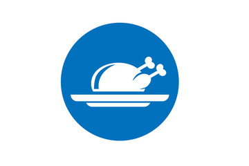 Chicken on the food dish icon blue color