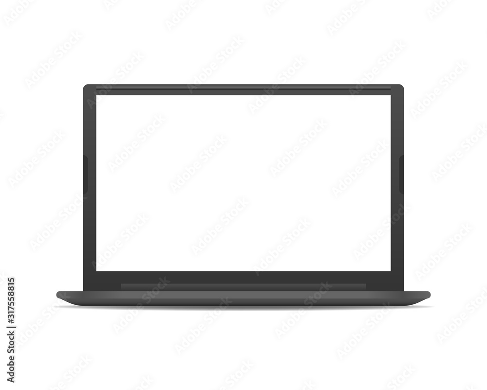 Poster computer notebook with blank white screen. laptop computer mockup isolated on white background.