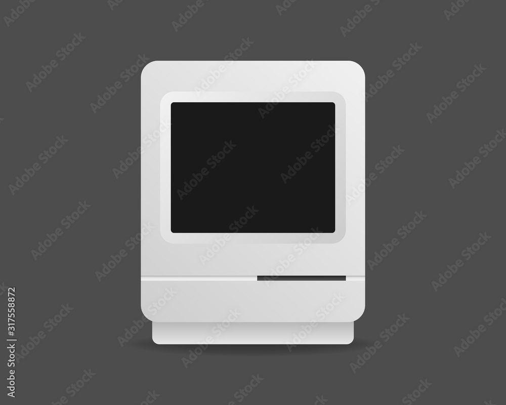 Poster vintage computer. retro computer mockup vector. mockup vector isolated. template design. realistic v