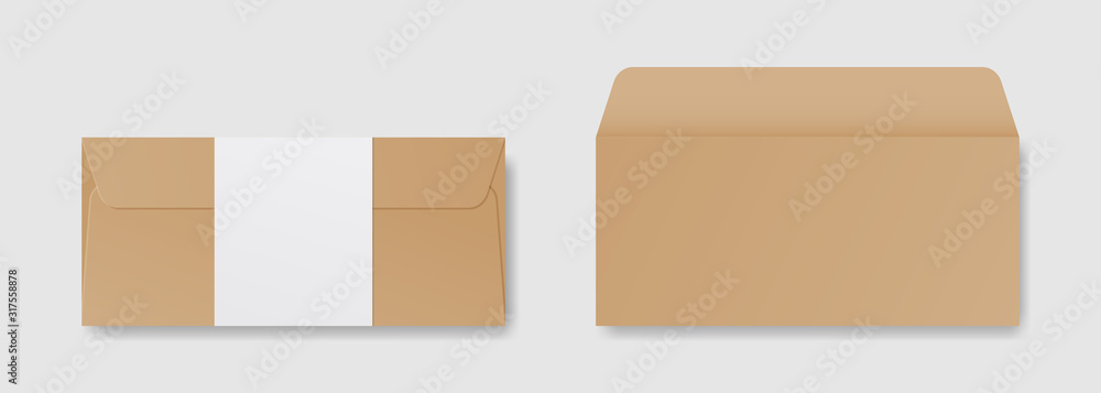Poster blank realistic envelope in front and back view mockup. mockup vector isolated. template design. rea