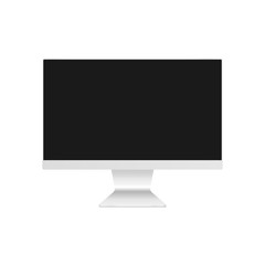 Modern desktop computer with blank screen. Mockup vector isolated. Template design. Realistic vector illustration.  