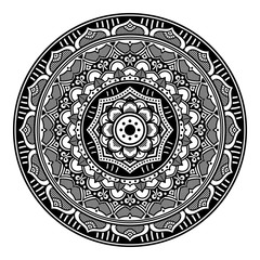 Mandala decorative round ornament. Can be used for greeting card, phone case print, etc. Hand drawn background, vector isolated on white
