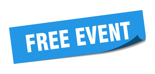 free event sticker. free event square sign. free event. peeler
