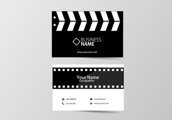 Fototapeta na wymiar movie open clapper board and film business card. visiting card template two sides