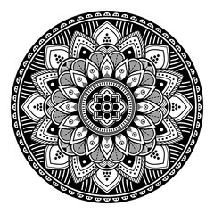 Mandala decorative ornament. Can be used for greeting card, phone case print, etc. Hand drawn background, vector isolated on white