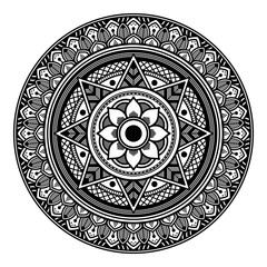 Mandala decorative ornament. Can be used for greeting card, phone case print, etc. Hand drawn background, vector isolated on white