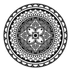 Mandala decorative ornament. Can be used for greeting card, phone case print, etc. Hand drawn background, vector isolated on white