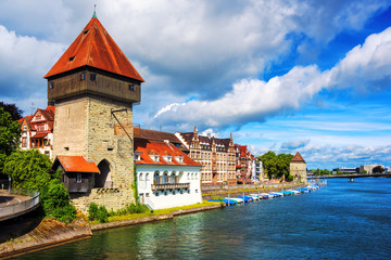 Fototapeta na wymiar Medieval Rhine Gate Tower in Konstanz, Germany