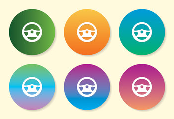 Steering six color gradient icon design.