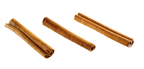 Cinnamon sticks isolated on white background with clipping path