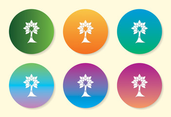 Tree six color gradient icon design.