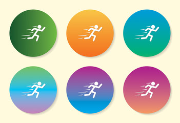 Runner six color gradient icon design.