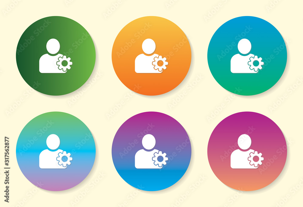 Poster user setting six color gradient icon design.