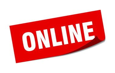 online sticker. online square sign. online. peeler