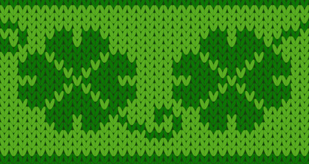 vector knitting seamless background with shamrock pattern