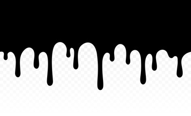 Current paint, stains. Current drops. Current inks. Paint dripping. Dripping liquid. Paint flows. Seamless pattern. Vector illustration. Color easy to edit. Transparent background. 