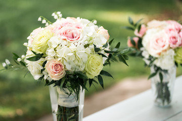 Bridal bouquet before ceremony