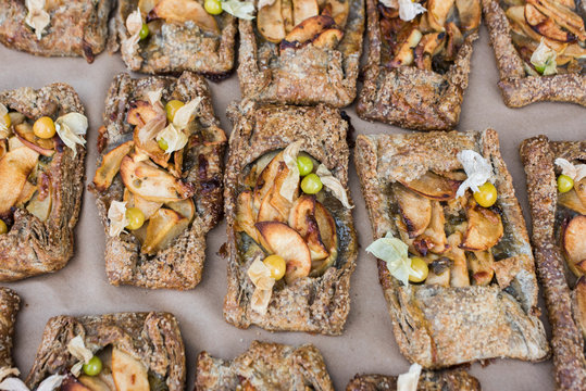 Buckwheat Pear Galettes with ground cherries