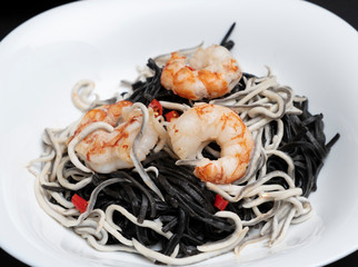Black pasta with shrimp