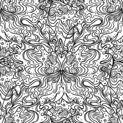 Abstract black and white seamless pattern Art Nouveau. Jugendstil. Modern repeating background. Vector illustration. Design for wallpaper art, coloring, nature and spirituality.