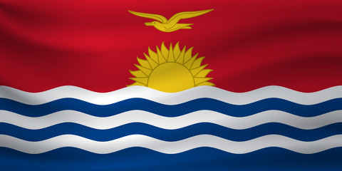 Waving flag of Kiribati. Vector illustration