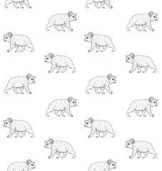 Vector seamless pattern of hand drawn doodle sketch walking koala isolated on white background