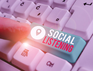 Word writing text Social Listening. Business photo showcasing analyzing the conversations and...