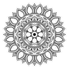 Mandala decorative round ornament. Can be used for greeting card, phone case print, etc. Hand drawn background, vector isolated on white. EPS 10 