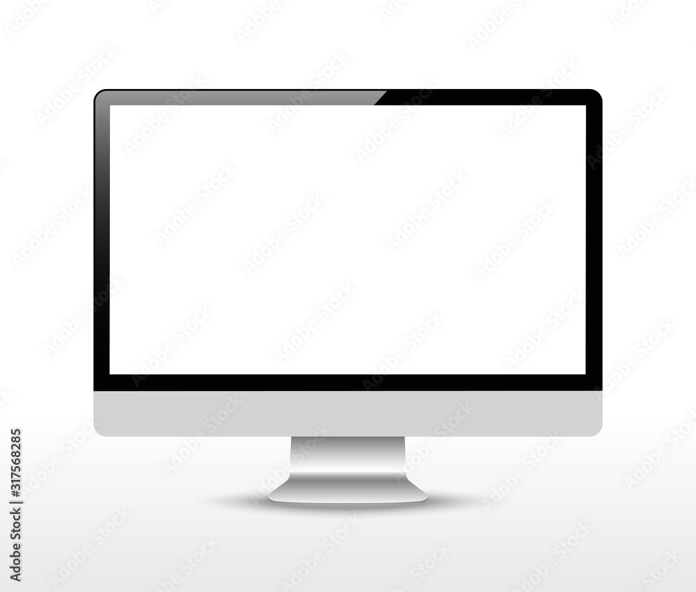 Poster realistic computer or pc monitor isolated on background. vector mockup.