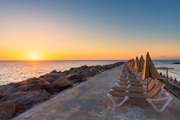 Outdoor Chairs at Sunset in Amadores Gran Canaria Spain
