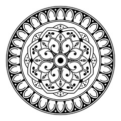 Mandala decorative round ornament. Can be used for greeting card, phone case print, etc. Hand drawn background, vector isolated on white. EPS 10 