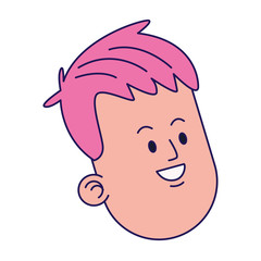 cartoon man with pink hair icon, colorful design