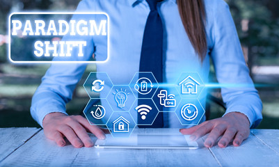 Text sign showing Paradigm Shift. Business photo showcasing fundamental change in approach or...
