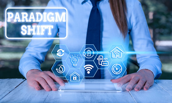 Text sign showing Paradigm Shift. Business photo showcasing fundamental change in approach or underlying assumptions