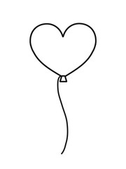 Obraz na płótnie Canvas Vector flat cartoon heart shaped black outline air balloon isolated on white background